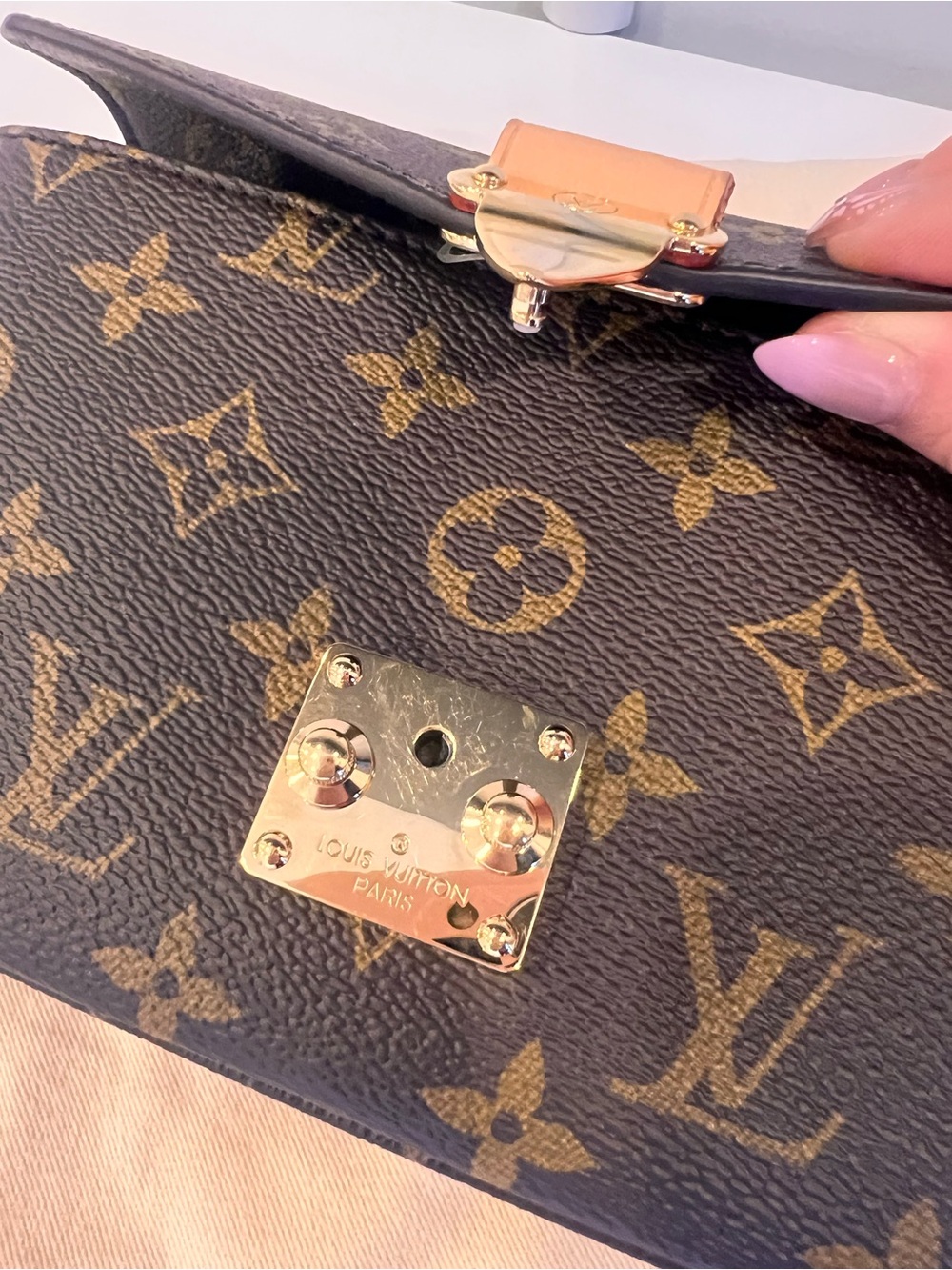 Louis Vuitton Brown Monogram Canvas Crossbody with Gold Chain - Picture 8 of 16